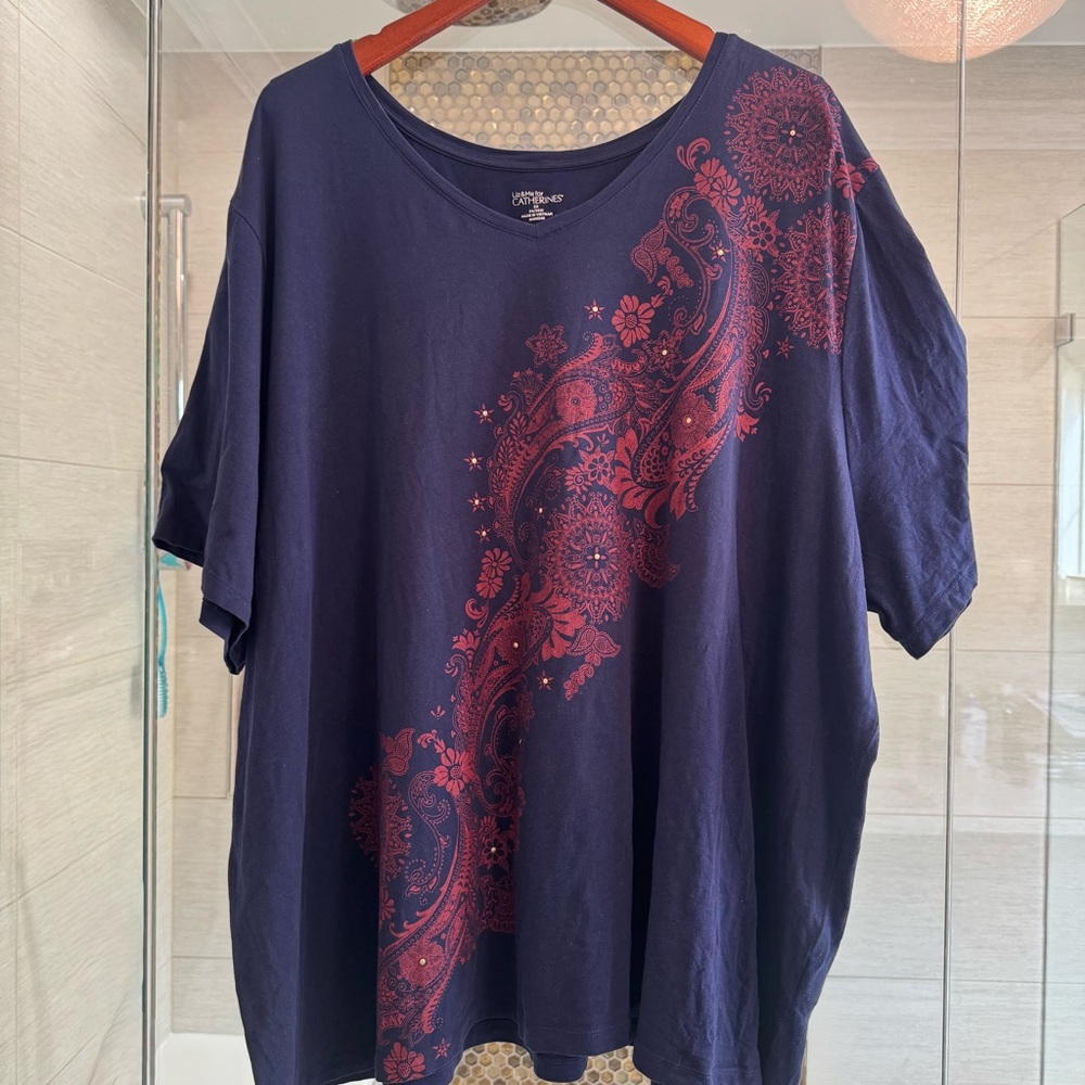 Catherines Deep Blue V-Neck Top - plus size 5x